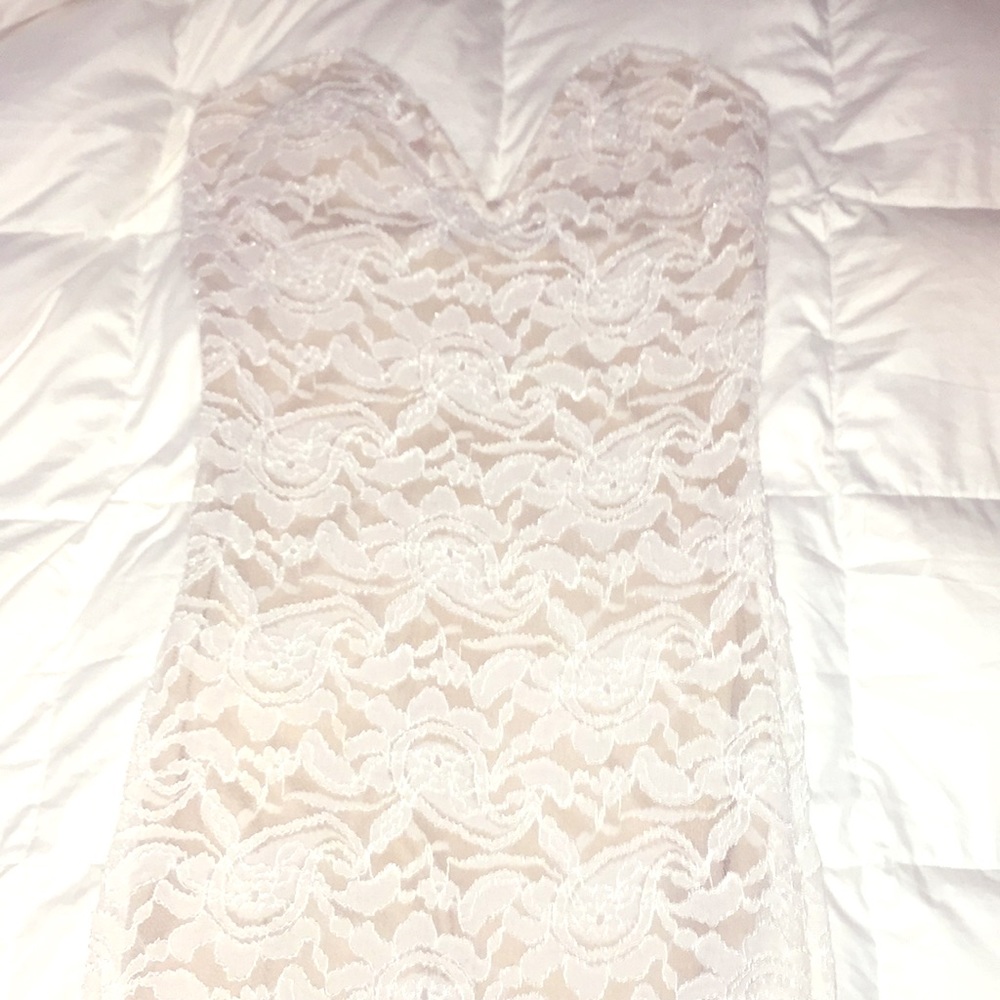 Lacey white and nude dress